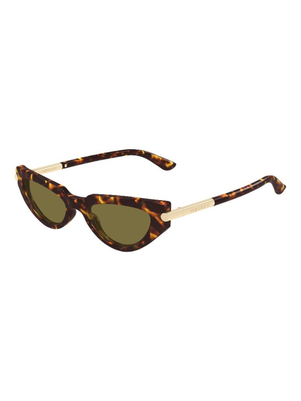New Alexander McQueen Women's Sunglasses Havana Green Lens Acetate Frame AM0520S